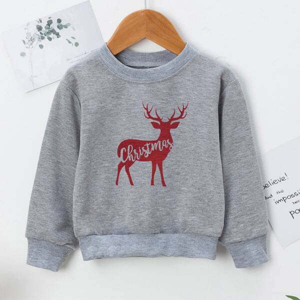 

Toddler Boys Christmas And Letter Graphic Sweatshirt, Grey