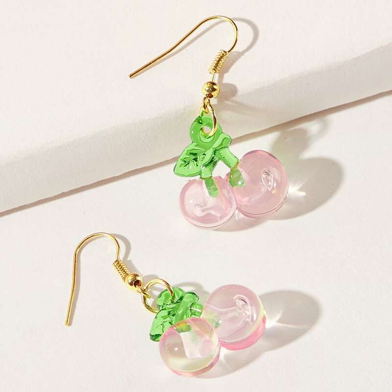 

Cherry Drop Earrings, Baby pink