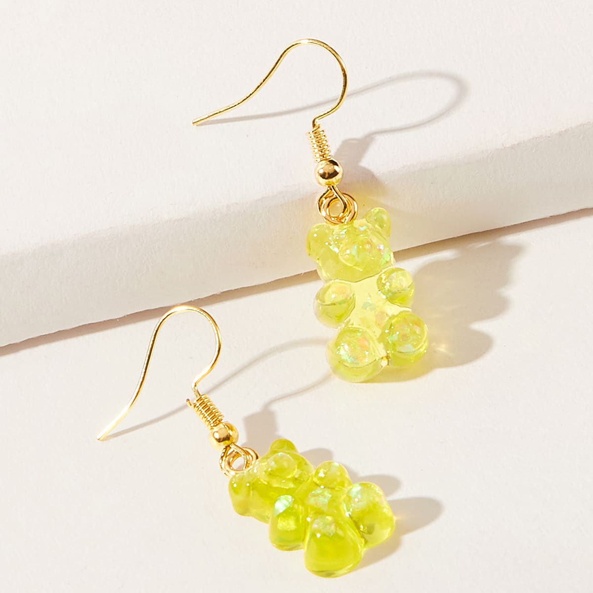 

Clear Bear Drop Earrings, Yellow