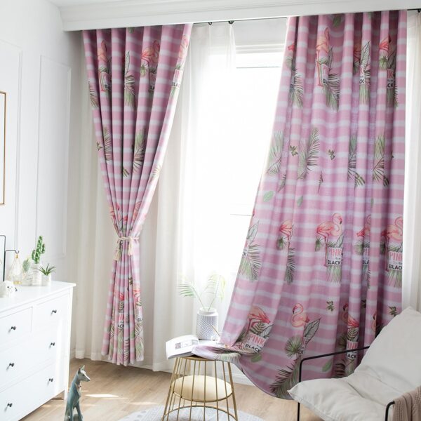 

Flamingo Print Single Panel Blackout Curtain, Pink