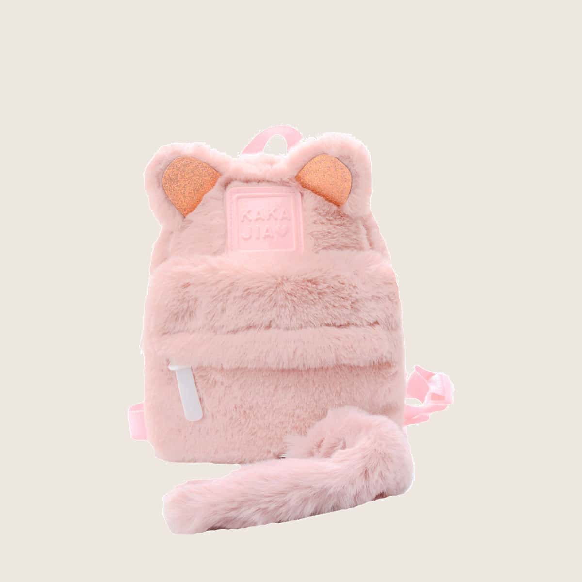 

Cartoon Tail Fluffy Backpack, Baby pink