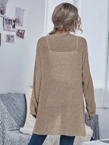 Áo len Mở màu trơn Giải trí - Màu Khaki - Xem 2