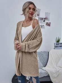 Áo len Mở màu trơn Giải trí - Màu Khaki - Xem 3