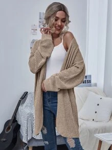 Áo len Mở màu trơn Giải trí - Màu Khaki - Xem 6