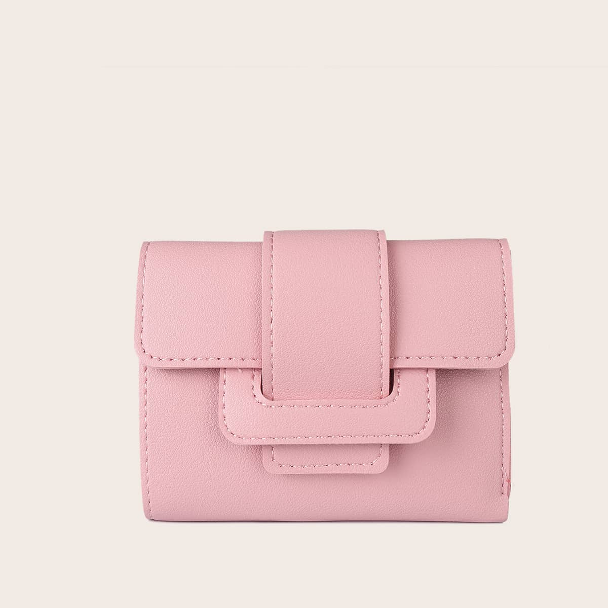 

Solid Buckle Fold Over Purse, Baby pink