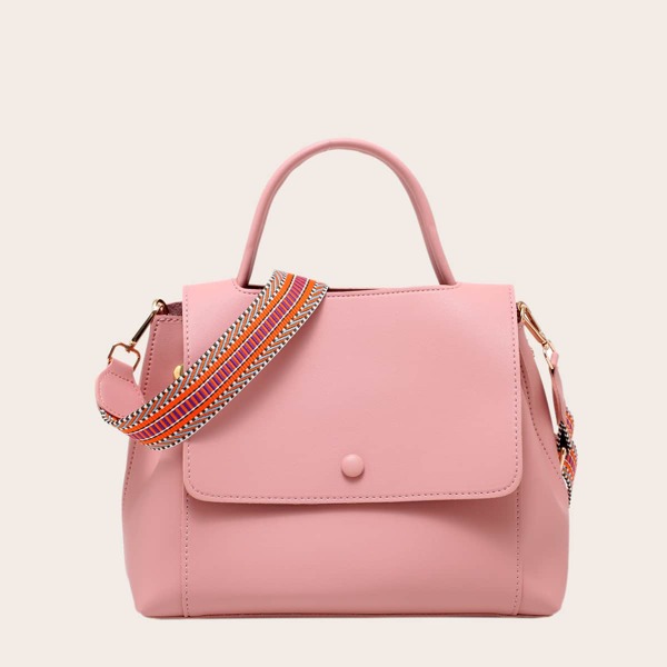 

Minimalist Flap Satchel Bag, Pink