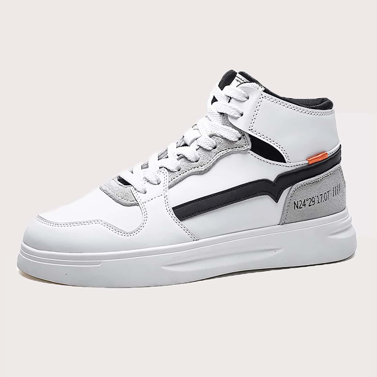 

Guys Lace Up Front High Top Skate Shoes, White