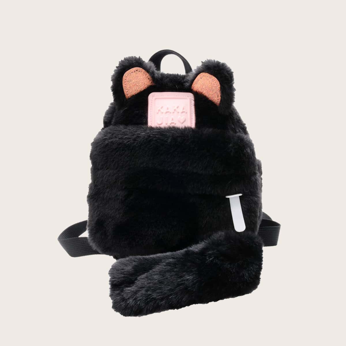 

Cartoon Tail Fluffy Backpack, Black
