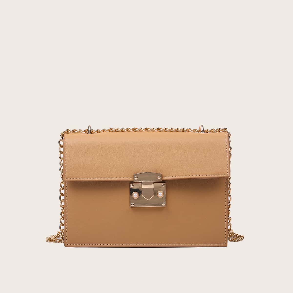 

Solid Chain Crossbody Bag, Khaki