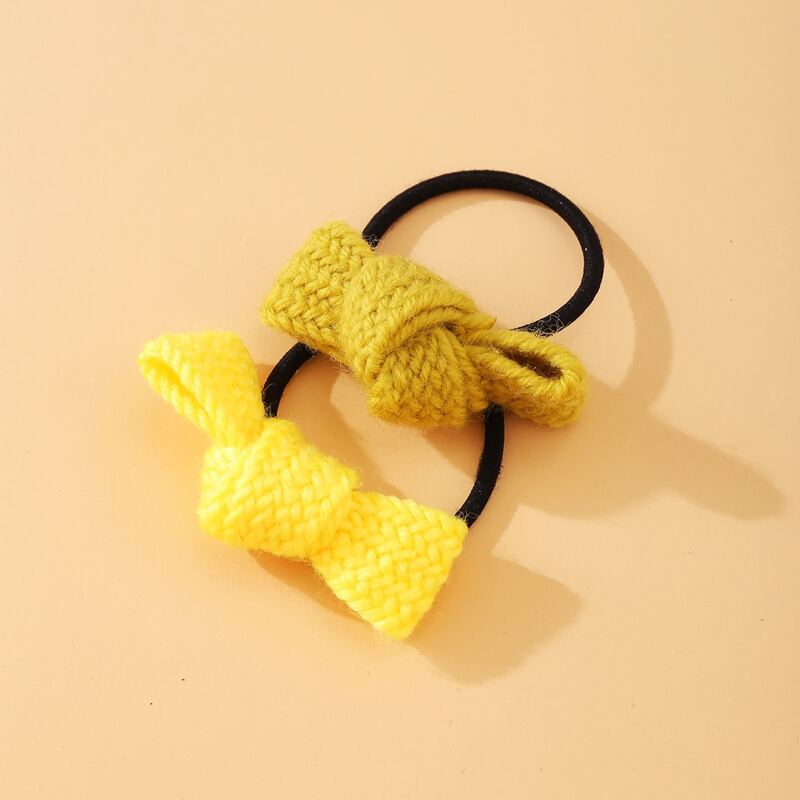 

2pcs Knit Bow Hair Tie, Multicolor