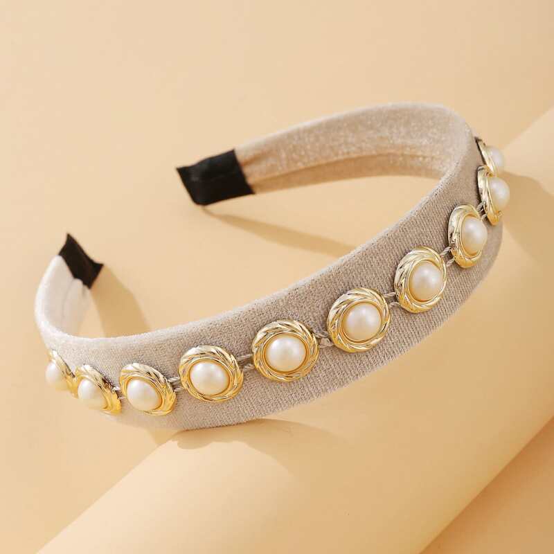 

Faux Pearl Hair Hoop, Beige