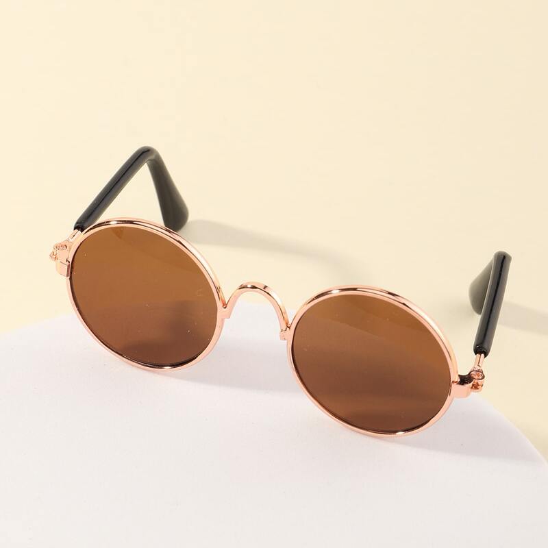 

1pair Round Lens Cat Sunglasses, Brown