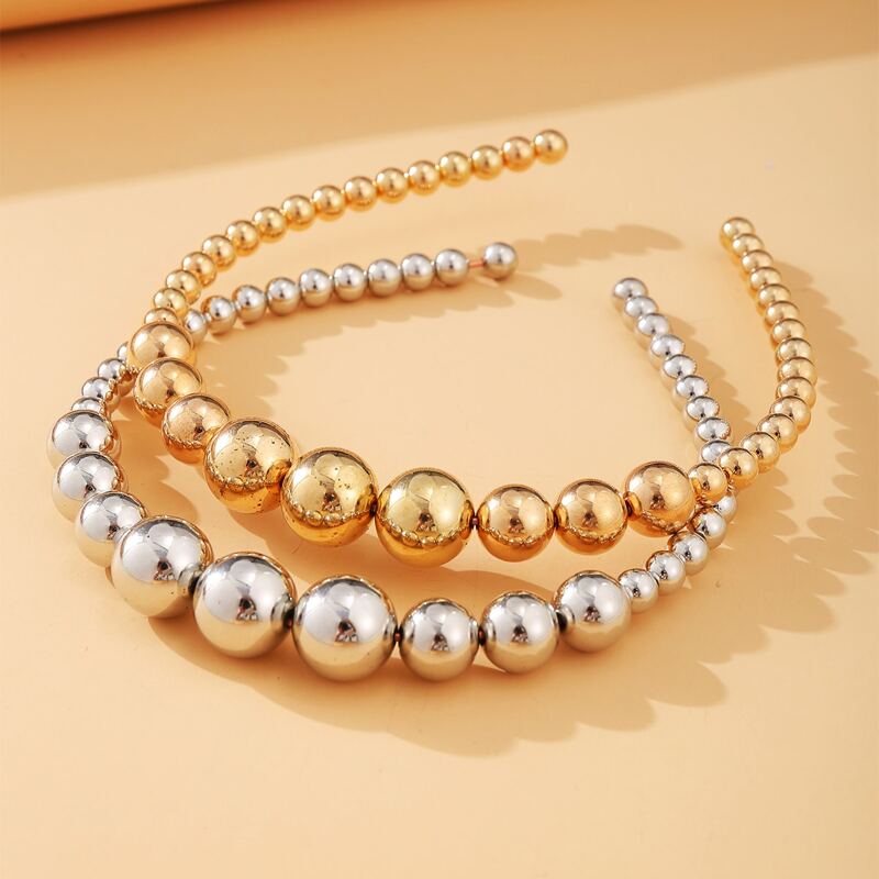 

2pcs Metallic Ball Hair Hoop, Multicolor