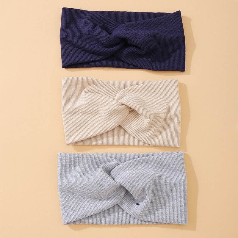 

3pcs Solid Twist Headband, Multicolor
