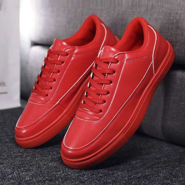 

Men Lace-up Front Skate Shoes, Red