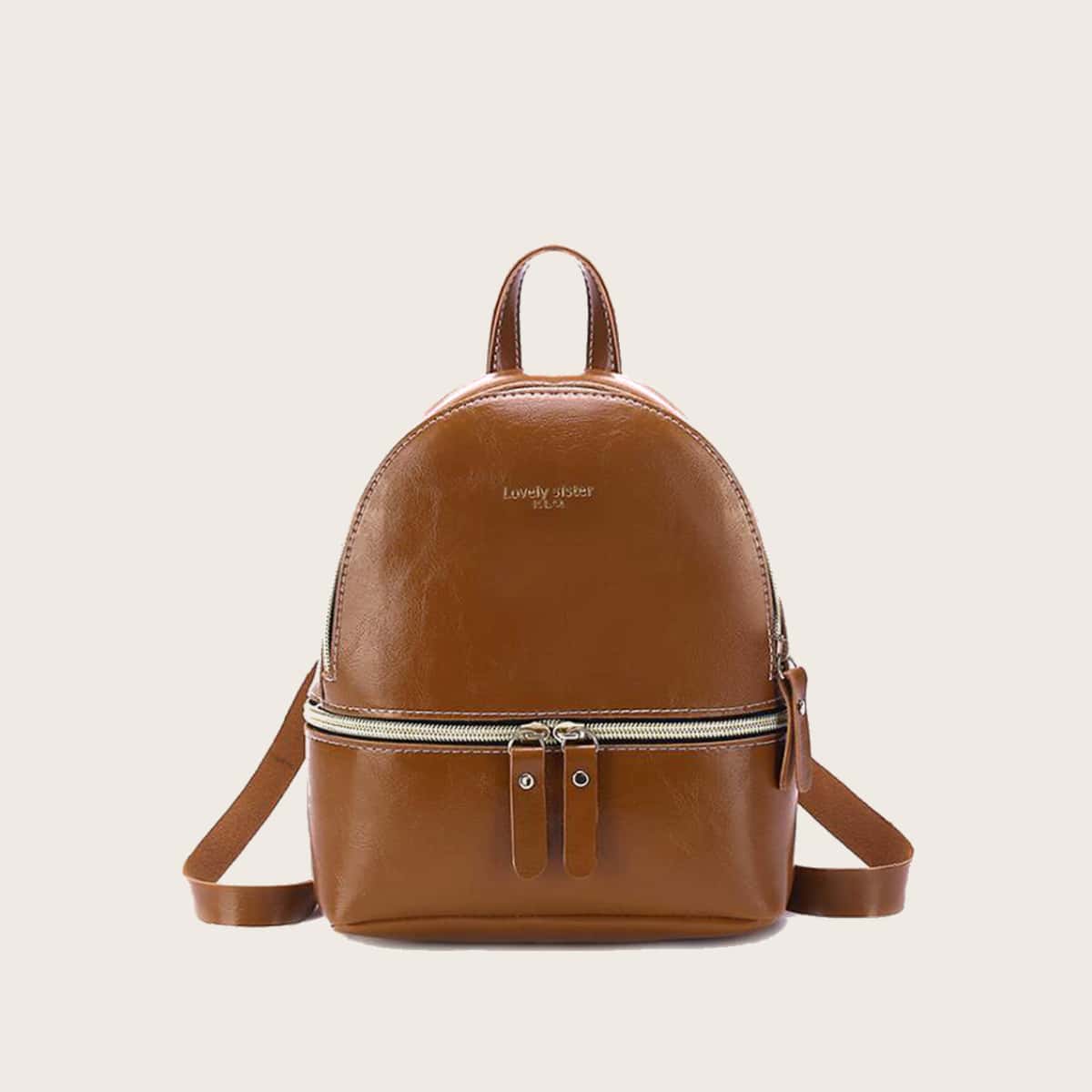 

Minimalist Zip Backpack, Coffee brown