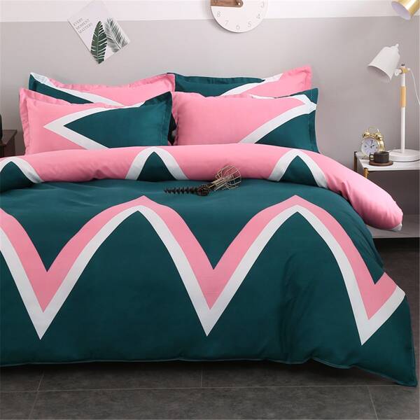 

Chevron Pattern Bedding Set Without Filler, Multicolor