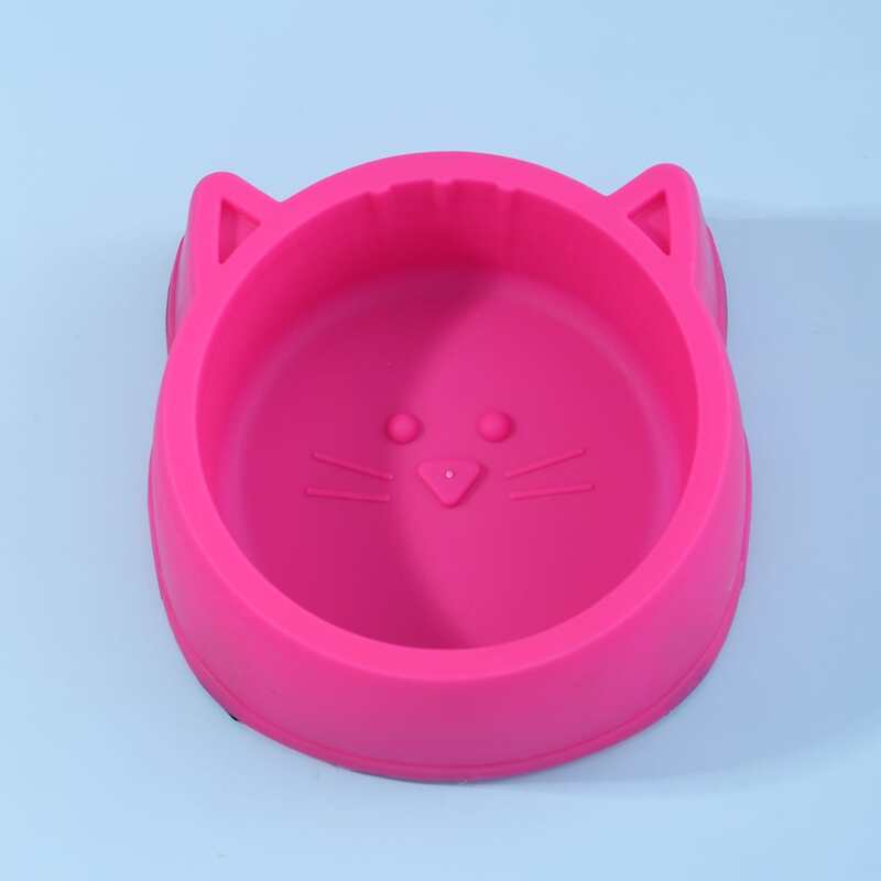 

1pc Cute Plastic Non-slip Cat Bowl, Hot pink