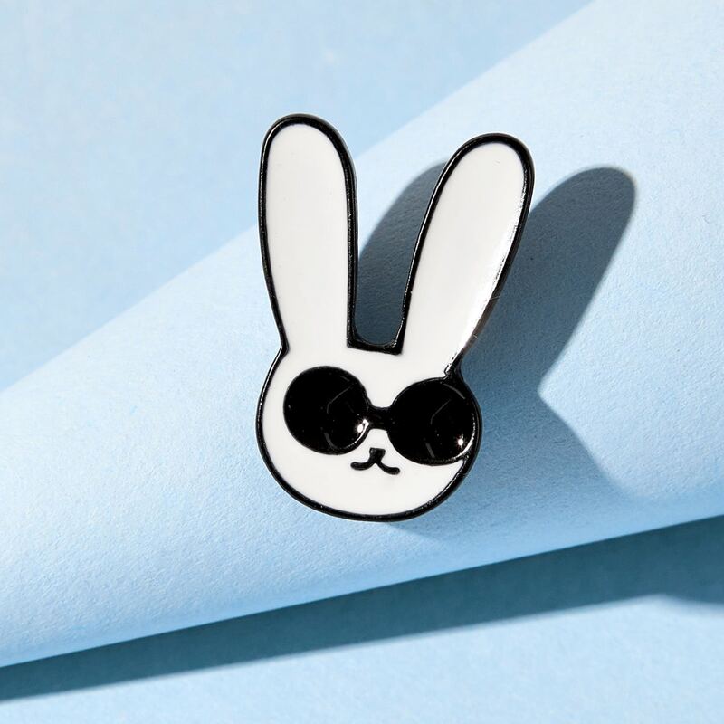 

Cartoon Rabbit Brooch, Black and white