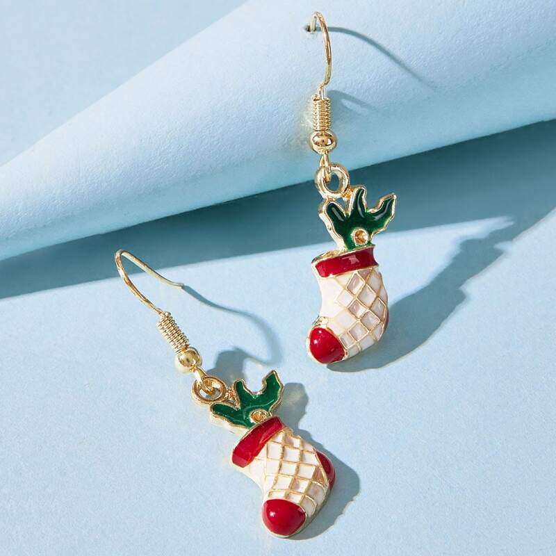 

Christmas Socks Drop Earrings, Multicolor