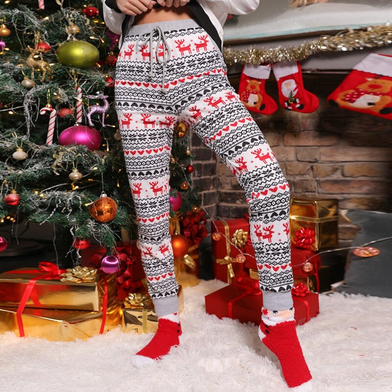 

Christmas Elk and Geo Print Pants, Multicolor