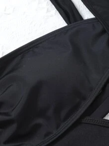 Cut-out Cross Halter One Piece Swimsuit - Black - View 5