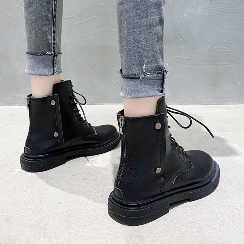 

Lace-up Front Combat Boots, Black