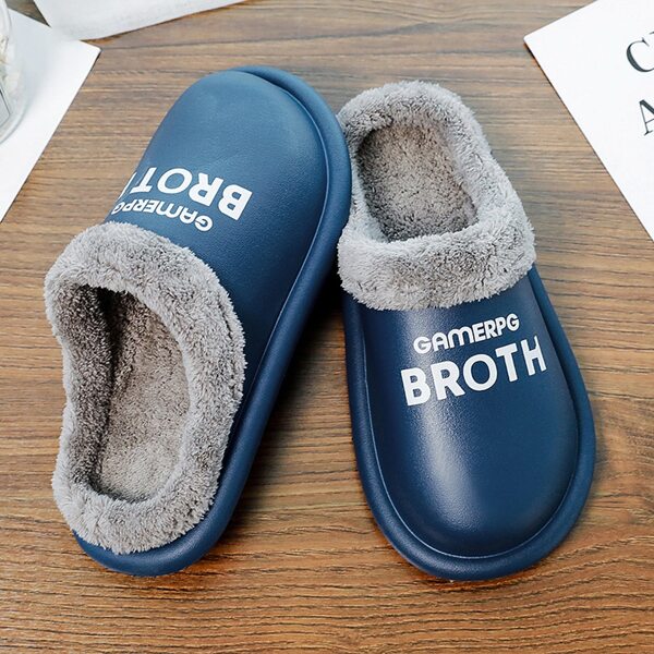 

Men Letter Graphic Fluffy Slippers, Blue