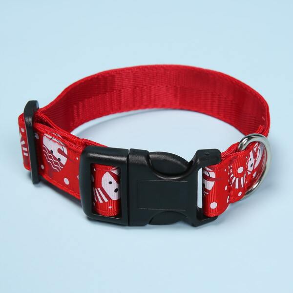

Christmas Snowman Dog Collar, Red
