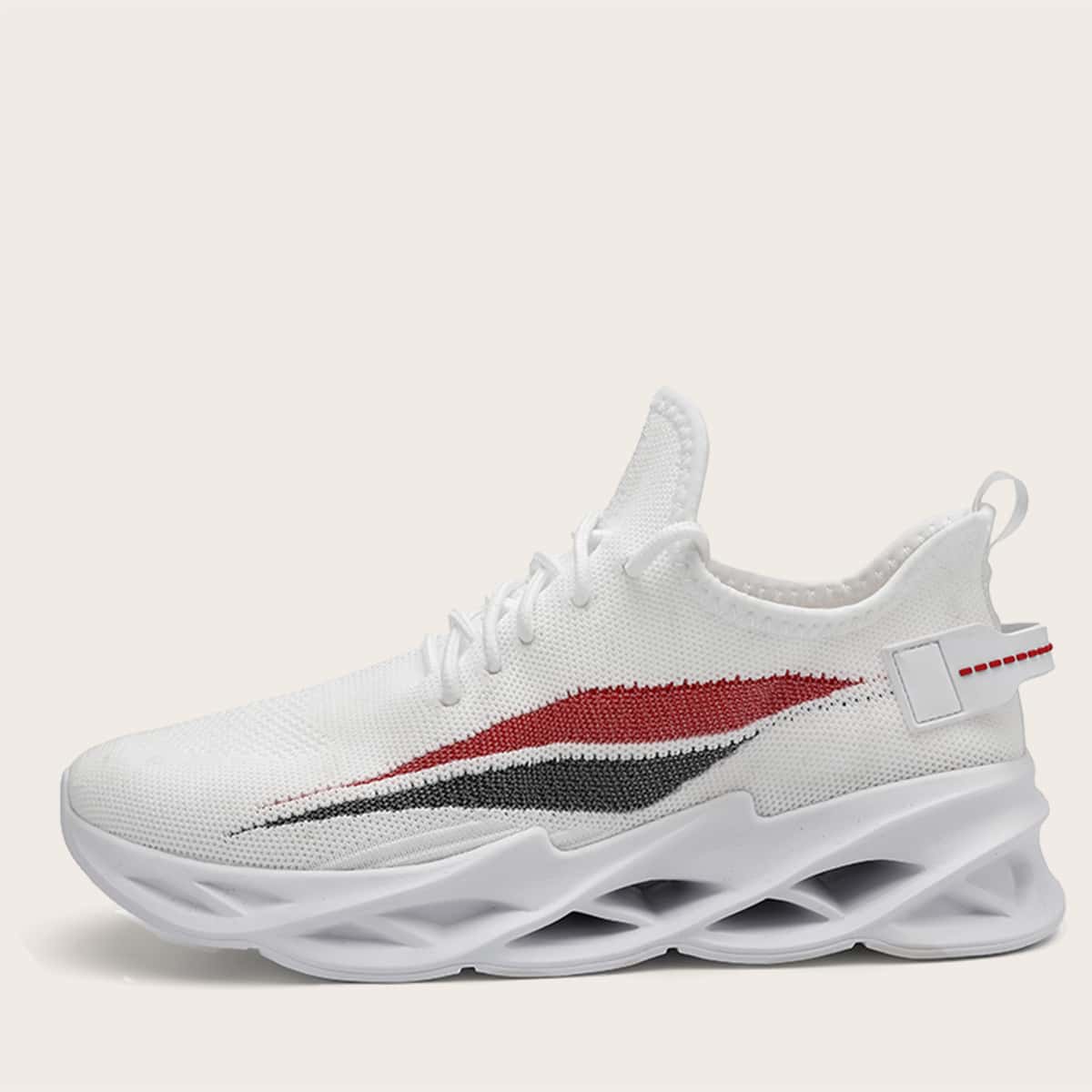 

Lace Up Decor Color Block Sneakers, White