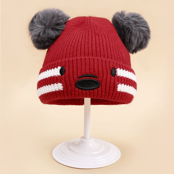 

Toddler Kids Pom Pom Beanie, Red