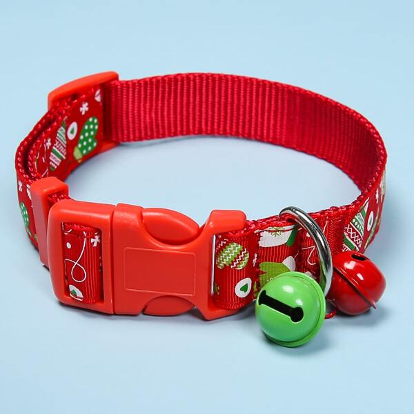 

Christmas Bell Decor Dog Collar, Red