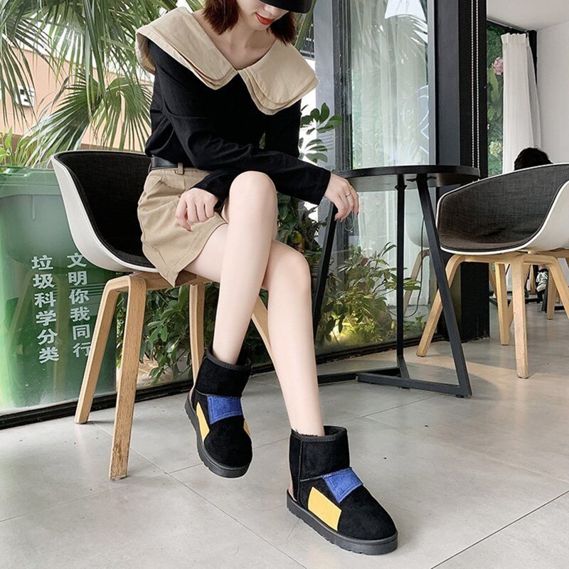 

Colorblock Patched Snow Boots, Black