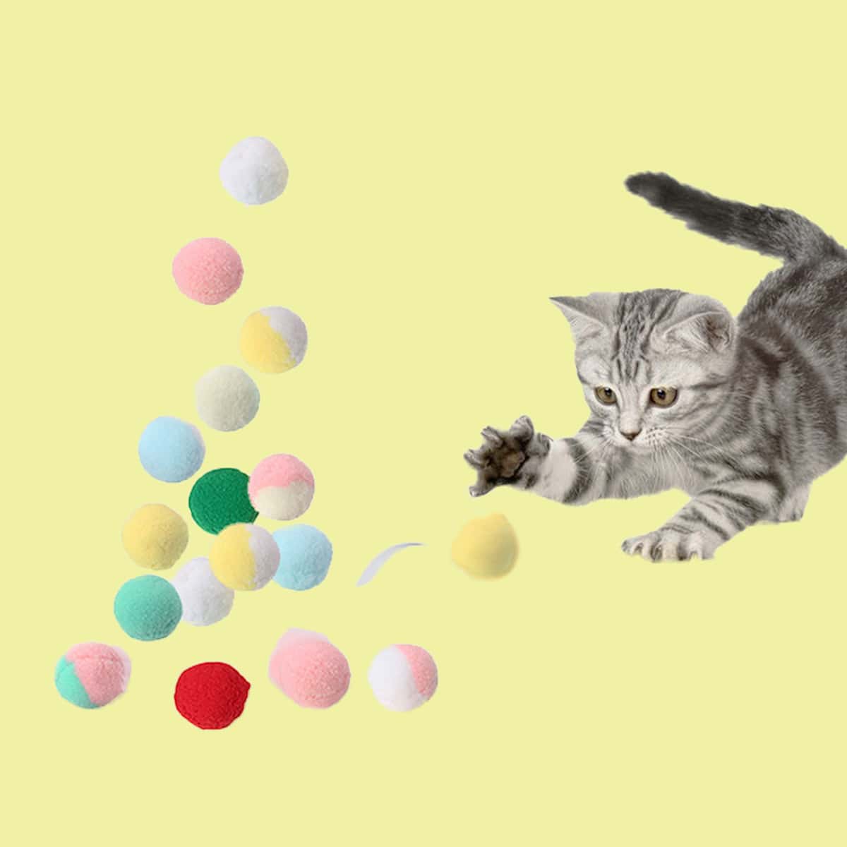 

4pcs Random Color Colorblock Cat Ball Toy, Multicolor