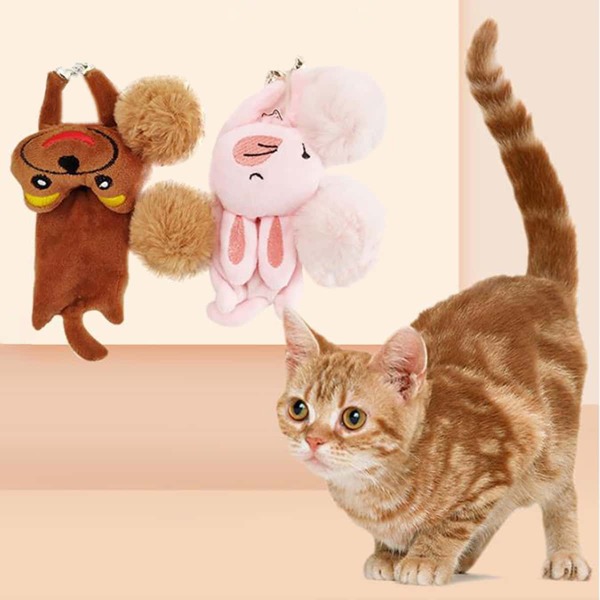 

1pc Random Color Cartoon Shaped Cat Toy With 2pcs Plush Ball, Multicolor