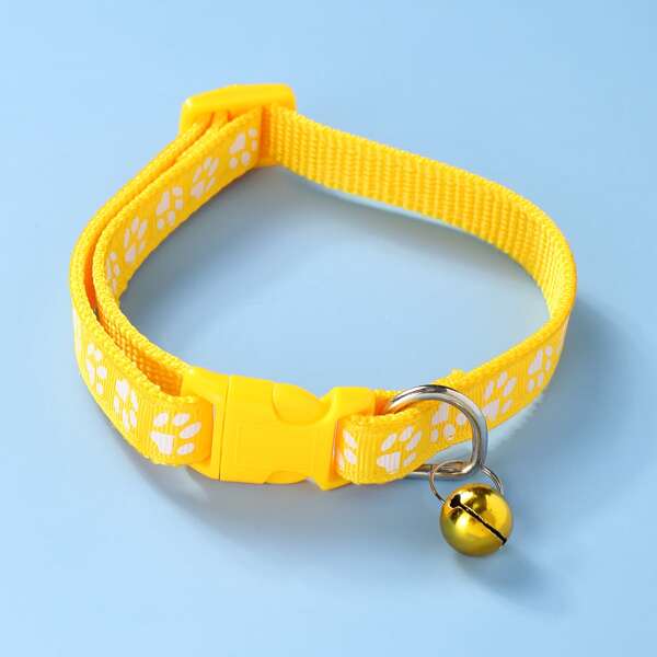 

Bell Decor Paw Print Cat Collar, Yellow