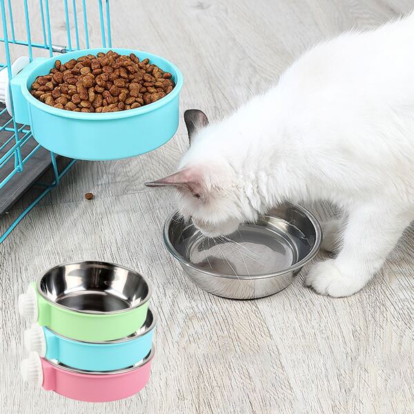 

1pc Random Color Hanging Stainless Steel Cat Food Bowl, Multicolor