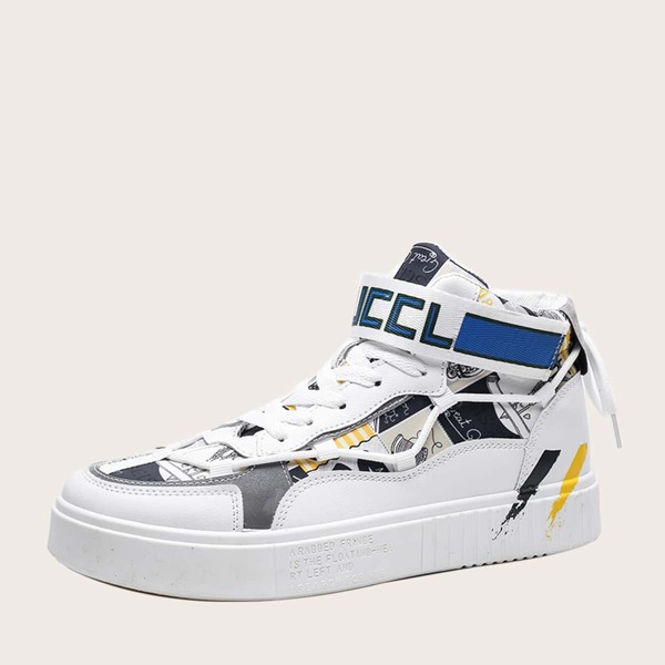 

Men Colorblock High Top Skate Shoes, Multicolor
