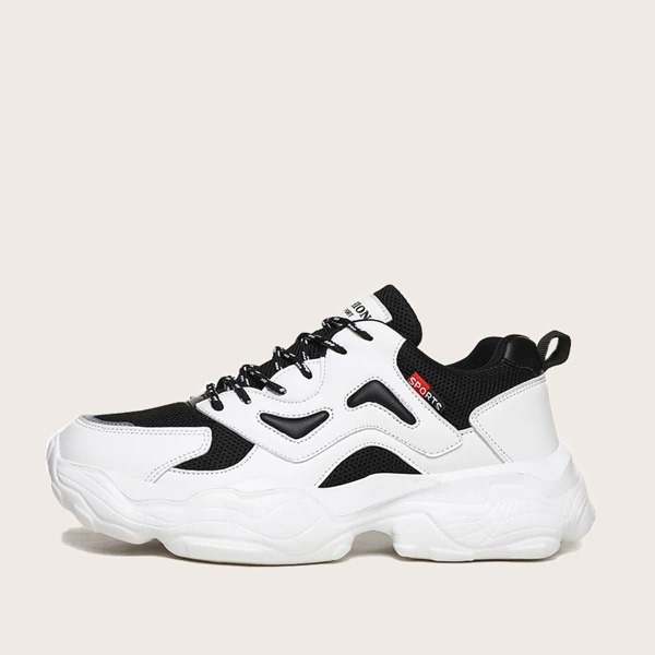 

Men Letter Graphic Colorblock Sneakers, White