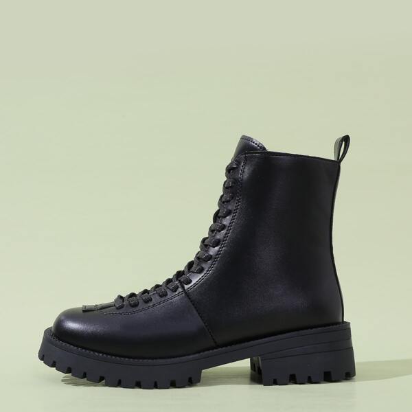 

Lace-up Front Combat Boots, Black