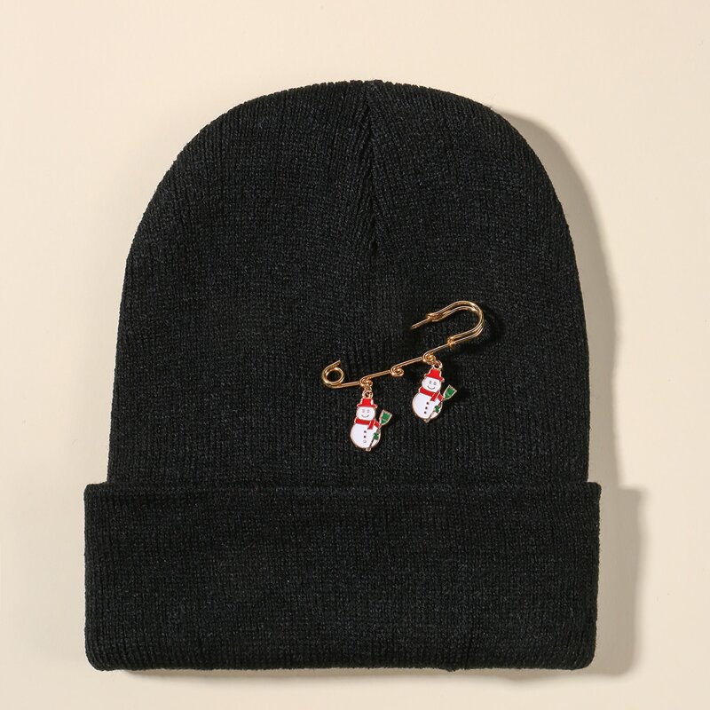 

Christmas Snowman Decor Knit Beanie, Black