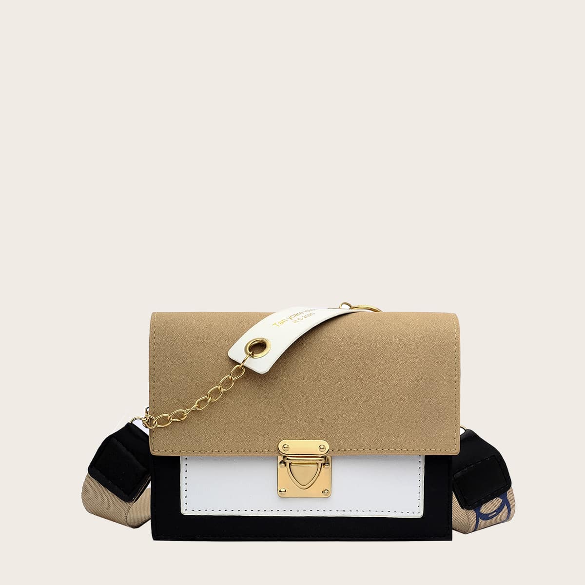 

Color Block Crossbody Bag, Khaki