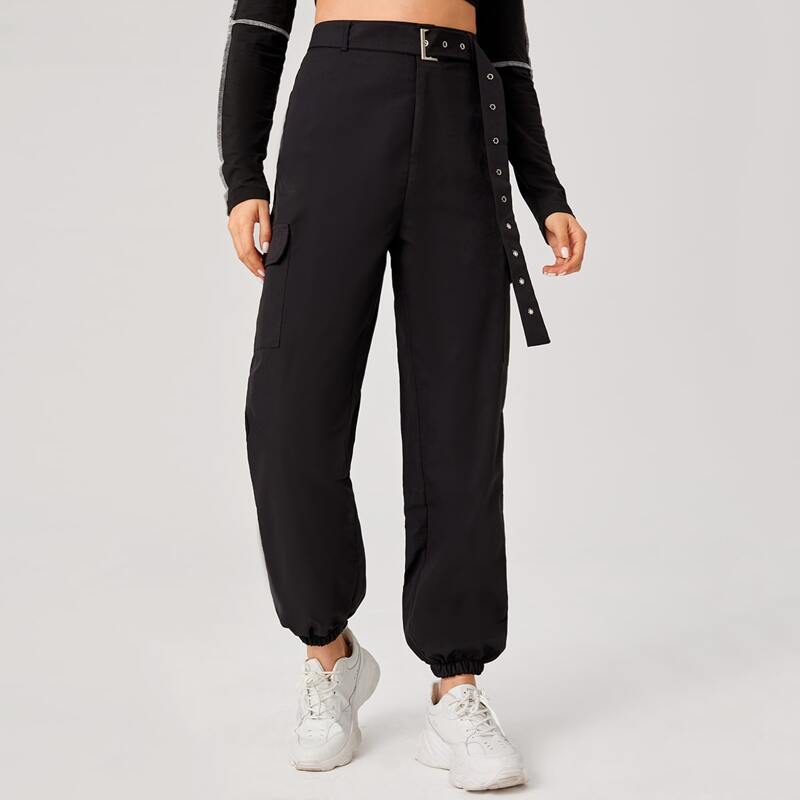 

Belted Cargo Pants, Black