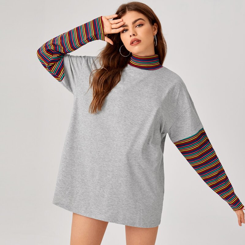 

Rainbow Striped 2 In 1 Tee, Multicolor