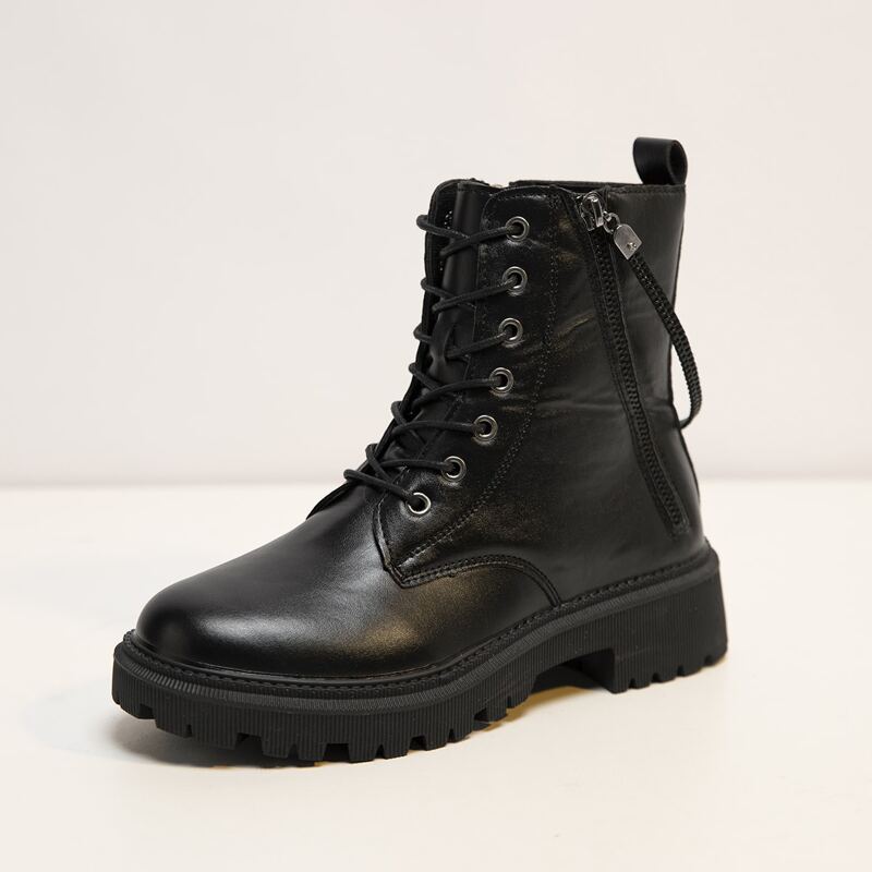 

Lace-up Front Combat Boots, Black