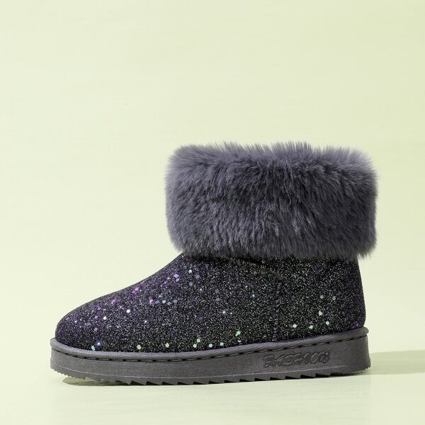

Glitter Decor Fluffy Boots, Grey