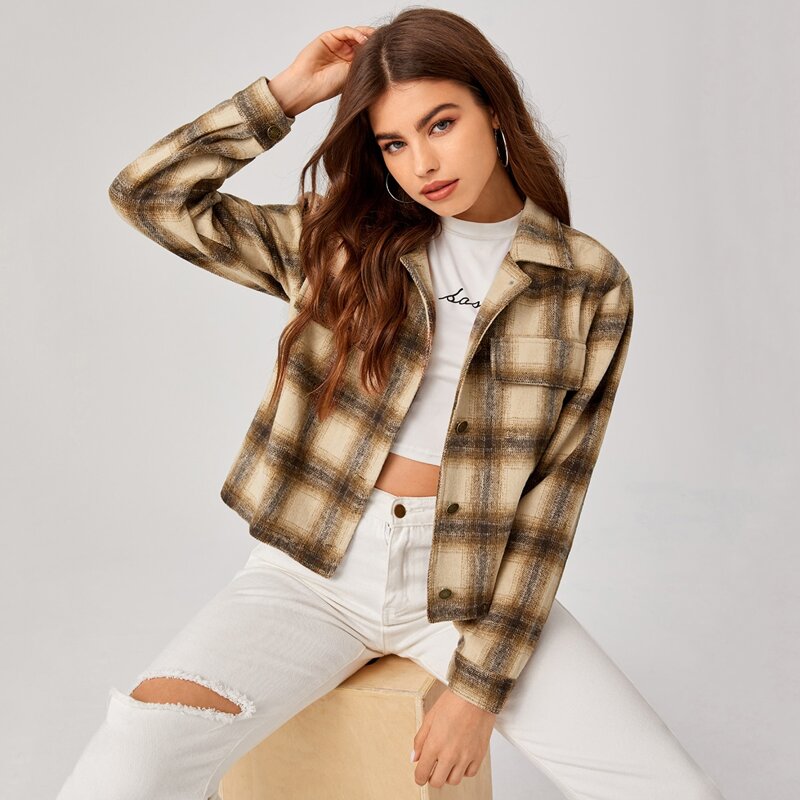 

Plaid Collar Jacket, Multicolor