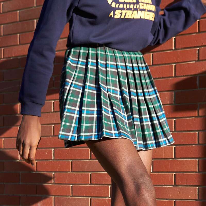 

Tartan Pleated Mini Skirt, Multicolor