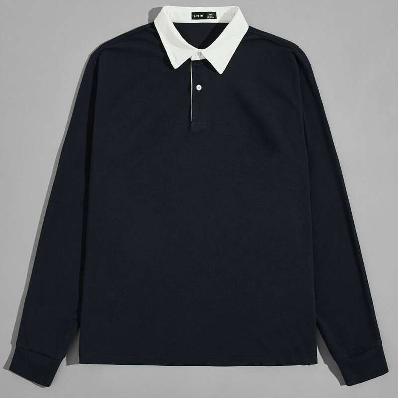 

Guys Contrast Collar Polo Shirt, Black