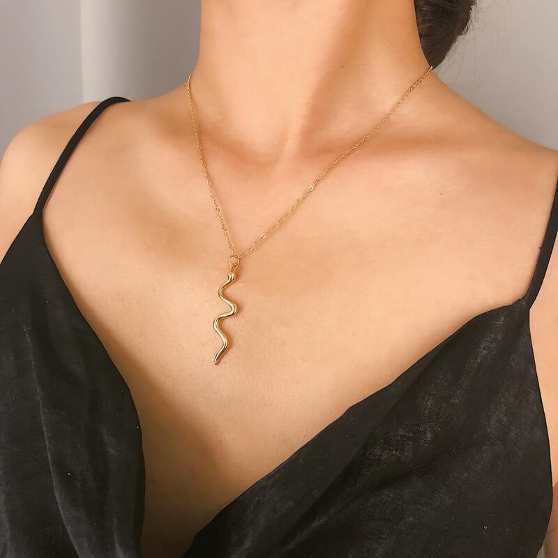 

Snake Pendant Necklace, Gold